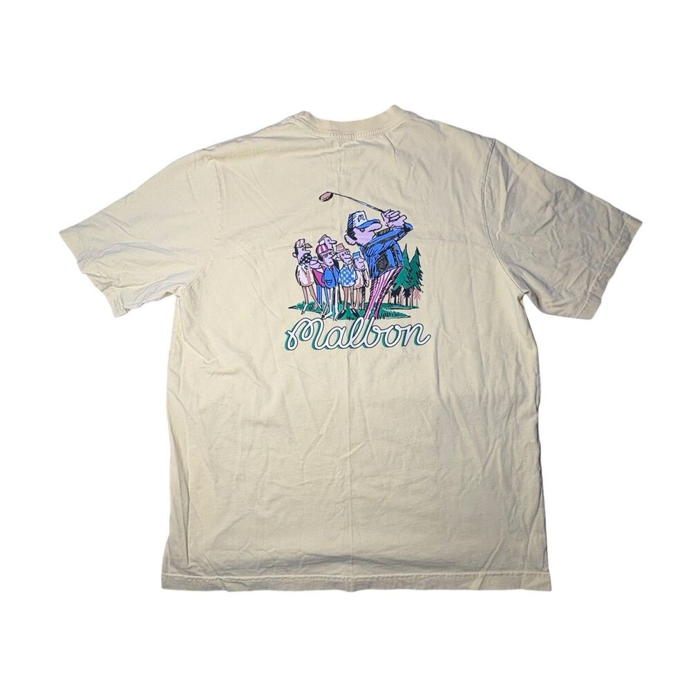 MALBON GOLF Players Men’s Medium Pocket Tee Yellow
